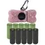 Bling Dog Poop Bag Holder with Bonus 150pcs Dog Poop Waste Bags and Metal Carabiner Clip, Bling Rhinestone Poop Bag Leash Dispenser for Pet Dog Doggy. (Pink)