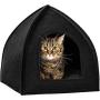 BRONZEDOG Cat House Bed with Removable Cushion Pad Cozy Kitten Cave Cute Pet Tent Beds for Cats Puppy Small Dogs Black Gray Beige