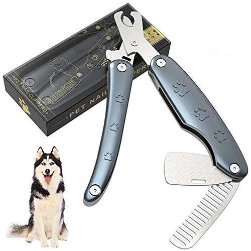 KUSSONLI Pet Nail Clippers and Trimmers-Multifunctional Foldable Type with Safety Guards to Avoid Excessive Cutting, Built-in Nail File and Comb,Stylish Appearance,Professional Grooming Tool.