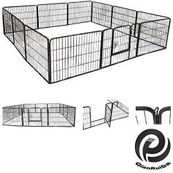 QRDA Pet Fence Folding Metal Playpen 12-Panel Exercise Outdoor Playpen 32''×24'' H