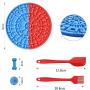 GeeRic Dog Lick Pad 2 Pieces Dog Lick Mat Pet Lick Mat Slow Feeders Distraction Device with Suction Cup to Wall for Bath Grooming, Bonus 1 Spatula+1 Brush