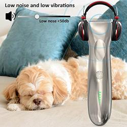 AUSHEN Dog Clippers,Dog Grooming Clippers with High Power for Thick Heavy Coats Professional Rechargeable Cordless Low Noise Dog Hair Shaver for Small & Large Dogs Cats and Other Pet