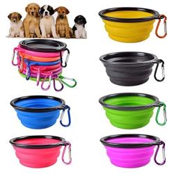 LFOZ Pet Dog Bowl Foldable Eco Firendly Silicone Pet Cat Dog Food Water Feeder Travel Portable Feeding Bowls Puppy Doggy Food Container (Color : B)