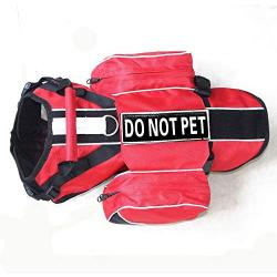 haoyueer DO NOT PET Patches Reflective Backpack Dog Harness Vest Removable Saddle Bags with Label Patches