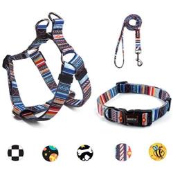 Ebrand Dog Harness, Dog Leash and Dog Collar, Adjustable Step in Small Dog Harness and Puppy Collars, No Pull Dog Leashes, Set for Small Medium Dogs