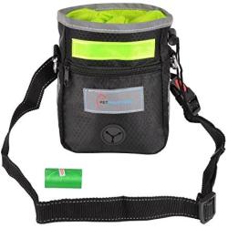 Pet Industries Blowout Sale Dog Treat Training Pouch with Poop Bag Dispenser, Waist & Shoulder Reflective Strap, 2 Zippered Pockets and Quick-Access Opening [Premium Edition]