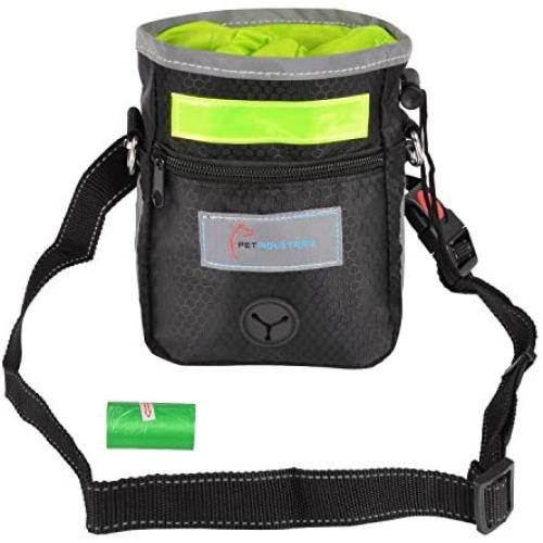 Pet Industries Blowout Sale Dog Treat Training Pouch with Poop Bag Dispenser, Waist & Shoulder Reflective Strap, 2 Zippered Pockets and Quick-Access Opening [Premium Edition]