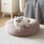 Loves cabin 24in Cat Beds for Indoor Cats - Cat Bed with Machine Washable, Waterproof Bottom - Taupe Fluffy Dog and Cat Calming Cushion Bed for Joint-Relief and Sleep Improvement