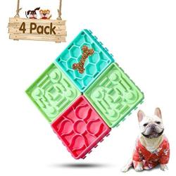 PetsBark 4 Pack Dog Bowl Slow Feeder Peanut Butter Lick Mat, No Chocking Feeding Bowl for Cats, Dogs and Other Pets, Lick Plate and Treats Slow Feed Bowl Can be Assembled or Disassembled