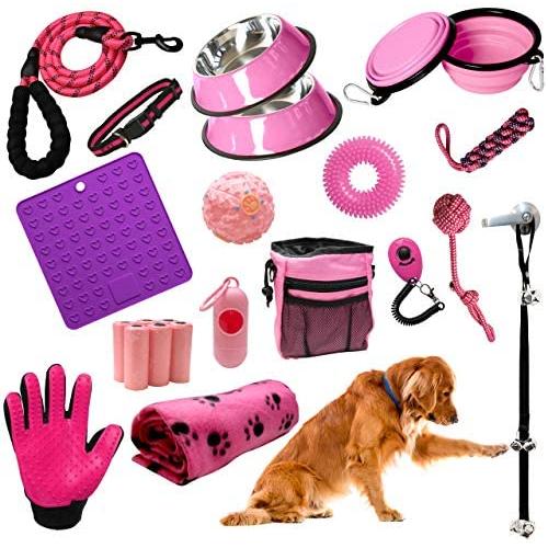 Setonware-Premium Puppy Starter Kit - Dog Supplies, Accessories, & Essentials. Puppy Kit has a Leash, Collar, Training Aids, Bowls, Toys, & More for Your New Puppy