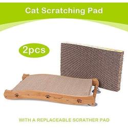 Pet Soft Cat Scratcher Cardboard - Corrugated Cat Scratching Pad Non-Slip Cat Lounge Scratcher, Kitty Scratcher for Furniture Protector with Catnip 2pack