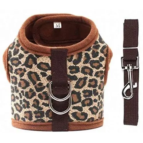 Pet Dog Harness Soft Comfortable Adjustable Strong Dog Harness for Small Medium Large Dog Cat Leash Harness PY0030 Leopard 24x7.5 cm