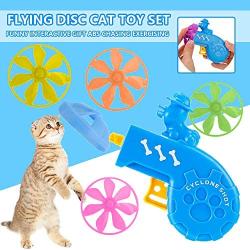 Green-Home Cat Fetch Toy - Pet Training Exercise Chaser Tool - Cat Fetch Tracks Toys 5 Colors Flying Propellers - Funny Interactive Toy for Kitten Fetching Chasing & Exercising Needs