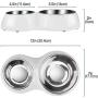 Flexzion Pet Feeder Feeding Drinking Stand Tray Station with Stable Plastic Dual Double Diner Stainless Steel Bowls Removable Dishes Food Water Holder for Dog Cat Puppies (Off-White)