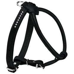 HUNTER Round and Soft Elk Leather Petit Dog Harness with Crystals_P