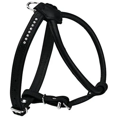 HUNTER Round and Soft Elk Leather Petit Dog Harness with Crystals_P HUNTER Round and Soft Elk Leather Petit Dog Harness with Crystals_P