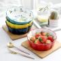 LIONWEI LIONWELI Ceramic No Spill Cat Bowl Dog Bowls pet Dish for Food and Water with Wood Base Stand