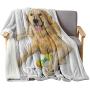 Interestlee Golden Retriever Wool Blanket 60'' x 80'', Pet Dog Laying Down with Toy Friendly Domestic Puppy Playful Companion Custom Blanket - Multicolor