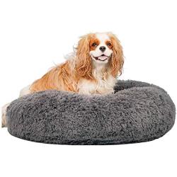 Alpha Paw Cozy Calming Dog Bed for Small Dogs - Comfy, Anti Anxiety Plush Dog Bed - Puppy Round Cuddler Pillow - Fluffy Warm Donut Dog Bed, Ultra Soft Vegan Fur Pet Beds