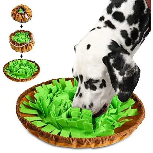 TOPNEW Pet Snuffle Bowl Mat - Indoor Outdoor Dog Puzzle Toys for Boredom, Dog Treat Dispenser Encourage Natural Foraging Skills for Stress Relief TOPNEW Pet Snuffle Bowl Mat - Indoor Outdoor Dog Puzzle Toys for Boredom, Dog Treat Dispenser Encourage Natural Foraging Skills for Stress Relief