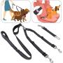 SlowTon 2 in 1 Double Dog Leash + Car Seat Belt, 360° Swivel Dual Dog Lead and Vehicle Safety Seat Belt with Elastic Bungee and Reflective Stripe for Two Pets