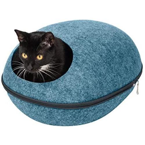 Furhaven Pet - Ottoman and Footstool Living Room Pet House, Felt Cubby Cat Cave Hideaway, and Height Adjustable Kitchen Feeder Stand for Cats and Dogs - Multiple Sizes, Styles, and Colors