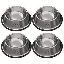 Rapsrk Stainless Steel Dog Cat Bowls for Small/Medium/Large Dogs,Cat Kitten Rabbit Dish with Rubber Base , Pets Feeder Bowl and Water Bowl Perfect Choice (4Pack)