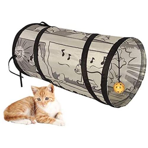 Japanese Style Collapsible Printed Cat Tunnel with Ball Rolling Ground Chinchilla Drilling Holes Pet Supplies Cat Toys