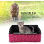 Sheens Cat Collapsible Litter Box Foldable Waterproof Fabric Wave Point Printing Pet Cat Litter Pan for Travel Outdoor Trip Camping Home Use 40 x 30 x 13cm