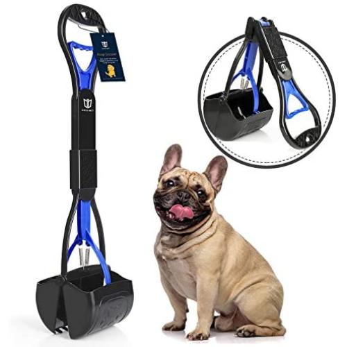 DEGBIT Non-Breakable Pet Pooper Scooper for Large and Small Dogs, Long Handle Portable Dog Pooper Scooper, High Strength Materials & Durable Spring, Easy to Use, Great for Lawns, Grass & Gravel (Blue)