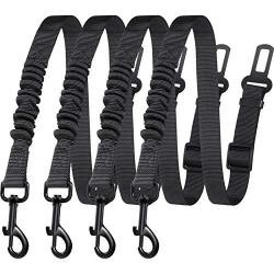 Weewooday 4 Pieces Dog Seat Belt Harness Pet Car Seat Belts Dog Vehicle Seat Belt Dog Safety Leads with Elastic Bungee Buffer, Adjustable Pet Seat Belt for Cats and Dogs for Most Cars