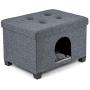 Pawristocrat Unique Multifunctional Pet House Ottoman with Tray Table - Folding Footrest Seat - Large Cat Cube Condo - Cat Bed for Indoor Pets - Houses for Cats and Small Dogs with Fully Washable Mat