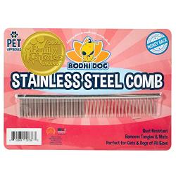 Premium Stainless Steel Metal Comb for Dogs and Cats | Detangler Grooming Brush for Pets with Short and Long Hair | Removes Knots, Tangles, Matted Fur and Knotted Hair