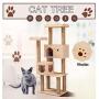 Wooden Cat Tree Condo with Natural Sisal Rope Scratching Post, Activity Tower for Cats Kittens Activity Tower Pet Play House Furniture Indoor