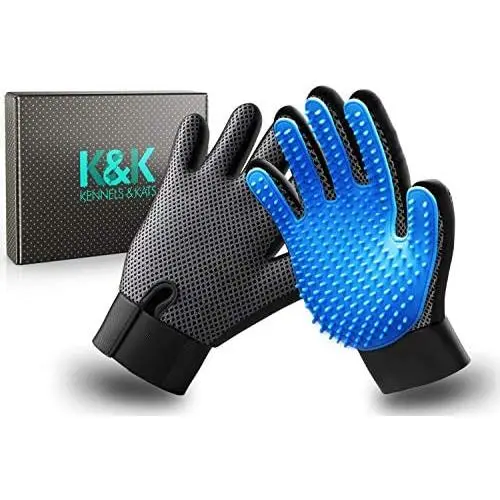 K&K Pet Grooming Gloves Gift Set. Premium Deshedding Gloves for easy, mess-free grooming of Dogs, Cats, Rabbits and Horses with Long/Short/Curly fur. 1 Pair Gentle Hair Remover Mitt & Storage Bag K&K Pet Grooming Gloves Gift Set. Premium Deshedding Gloves for easy, mess-free grooming of Dogs, Cats, Rabbits and Horses with Long/Short/Curly fur. 1 Pair Gentle Hair Remover Mitt & Storage Bag