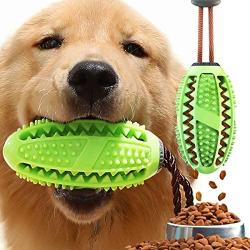 Emoly Upgraded Dog Treat Toy Food Dispensing Training Ball, Tooth Cleaning Chew Toy for Small Medium Dogs IQ Interactive Puppy Depressing Toys, Pet Bad Breath Cleaning Toy - Green