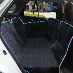 SUPSOO Dogs Back Seat Covers Protector with Mesh Window, Waterproof and Scratchproof & Nonslip Hammock for Pet Backseat Cover Convertible and Side Flaps for Cars/Trucks/SUV - Black