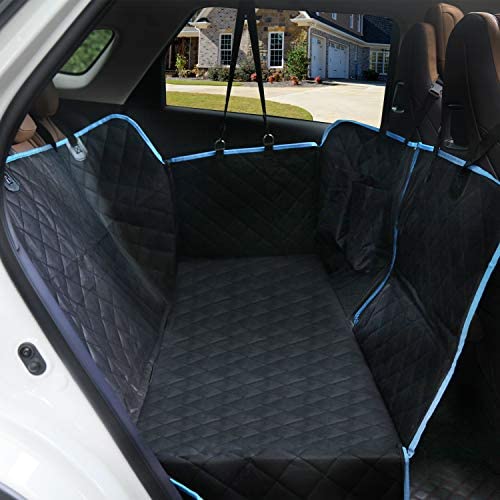 SUPSOO Dogs Back Seat Covers Protector with Mesh Window, Waterproof and Scratchproof & Nonslip Hammock for Pet Backseat Cover Convertible and Side Flaps for Cars/Trucks/SUV - Black