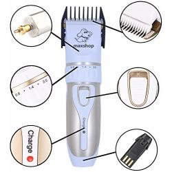 Maxshop Pet Grooming Clippers, Professional Quiet Rechargeable Cordless Pet Hair Clippers with Comb Guides Scissors Stainless Steel Blades Kit for Dogs Cats,Pets Long Short Hair Shave