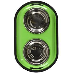 Iconic Pet 2 Cup Color Splash Stainless Steel Double Diner for Dog/Cat