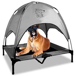 Floppy Dawg Just Chillin Elevated Dog Bed. Medium and Large Size Dog Cots in a Variety of Colors. Removable Canopy. Used as an Indoor or Outdoor Dog Bed. Lightweight and Portable. Chill in Style.