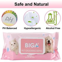 Deodorizing Hypoallergenic Pet Wipes with Fragrance Free Natural Organic for Cleaning Face Butt Eyes Ears Paws Teeth 100ct per Pack