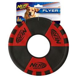 Nerf Dog Trackshot Toss and Tug Ring Dog Toy, Lightweight, Durable and Water Resistant, 9 Inches, For Medium/Large Breeds, Single Unit, Red/Black