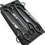 7.0in Titanium Professional Dog Grooming Scissors Set,Straight & Thinning & Curved Scissors 4pcs Set for Dog Grooming (Bright Black) 7.0in Titanium Professional Dog Grooming Scissors Set,Straight & Thinning & Curved Scissors 4pcs Set for Dog Grooming (Bright Black)
