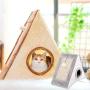 UXELY Cat Cave, Kitty Cave with Scratching Board, Durable Small Cats Triangle Toy Bed Playhouse