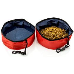 Travel Pet Bowl for Food and Water, Folding Collapsible, for Dogs and Cats-2 Pack