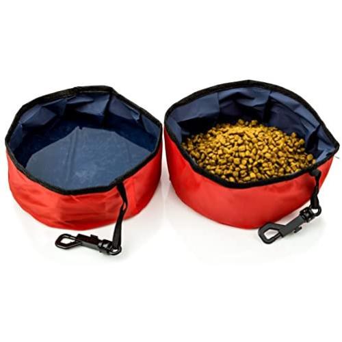 Travel Pet Bowl for Food and Water, Folding Collapsible, for Dogs and Cats-2 Pack
