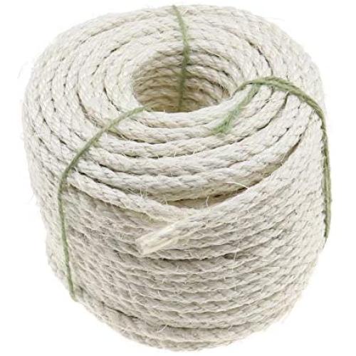 164ft Pet Sisal Twisted Rope for DIY Garden Bundling Decking Pet Scratching Post Cat Tree Toy 0.3inch Beige