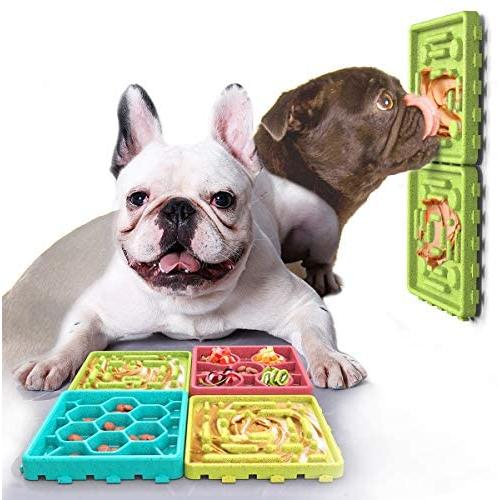 Dog Slow Feeder Bowls丨Four-In-One Multifunctional Puzzle Licking Mats Set丨Suction-Cup Pet Slow-Food Bowls To Relieve Pet Anxiety丨Designed For Large Dogs, Puppy And Cats, Dog Food Bowl Slow Feeder