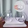 JUILE YUAN Cat Raised Stand Double Transparent Plastic Bowl,Pet Feeding Bowl | Pet Food Water Feeder Bowl for Cats and Dogs ,Cute Cat Face Elevated Double Bowl 15 Degree Tilted Design Neck Guard JUILE YUAN Cat Raised Stand Double Transparent Plastic Bowl,Pet Feeding Bowl | Pet Food Water Feeder Bowl for Cats and Dogs ,Cute Cat Face Elevated Double Bowl 15 Degree Tilted Design Neck Guard